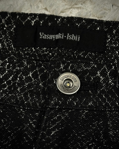Yasuyuki Ishii Silver Python Jacquard Flared Pants