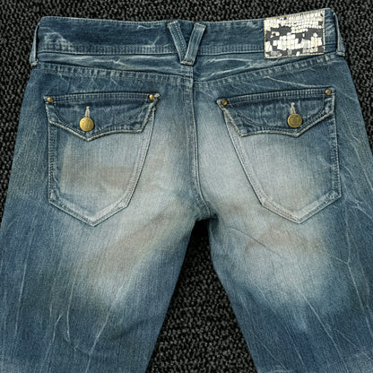 Vanquish Pierced Lace-Up Flared Jeans