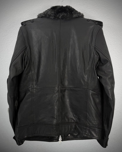 Abahouse Multi Pocket Fur Leather Jacket