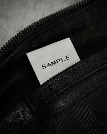 Comme Ca Men Rabbit Fur Collar Leather Jacket