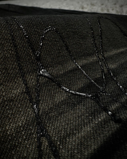 Xfrm Whiskered Paint Splatter Studded Flared Jeans