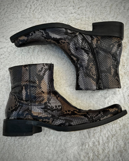 Thunder Earthy Snakeskin Pointed Leather Boots