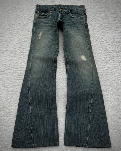 Tornado Mart Western Mud Washed Spiral Flared Jeans