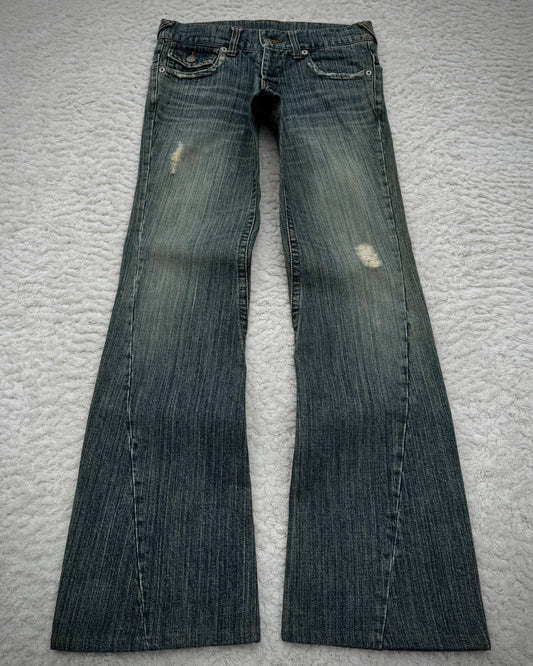 Tornado Mart Western Mud Washed Spiral Flared Jeans