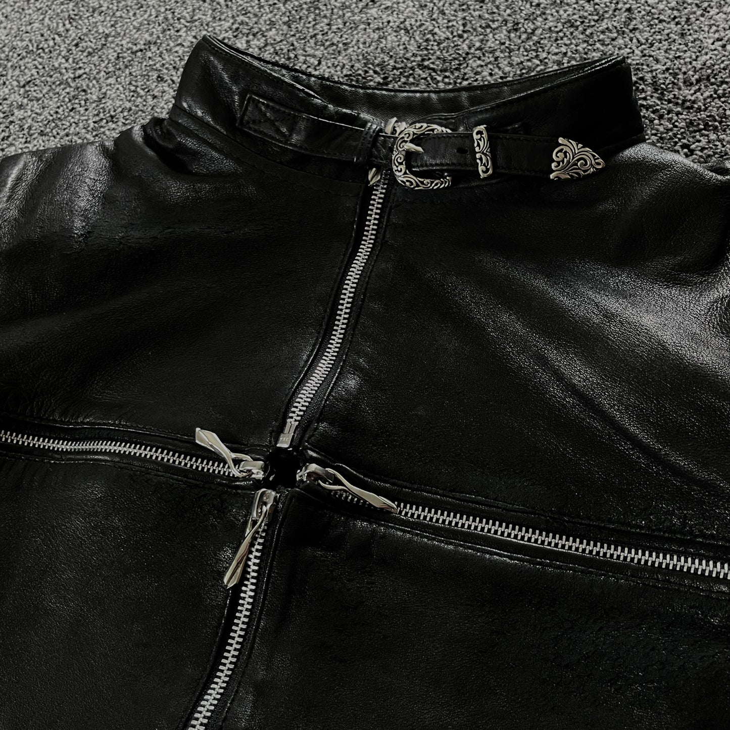 14th Addiction Cross Zip Leather Jacket