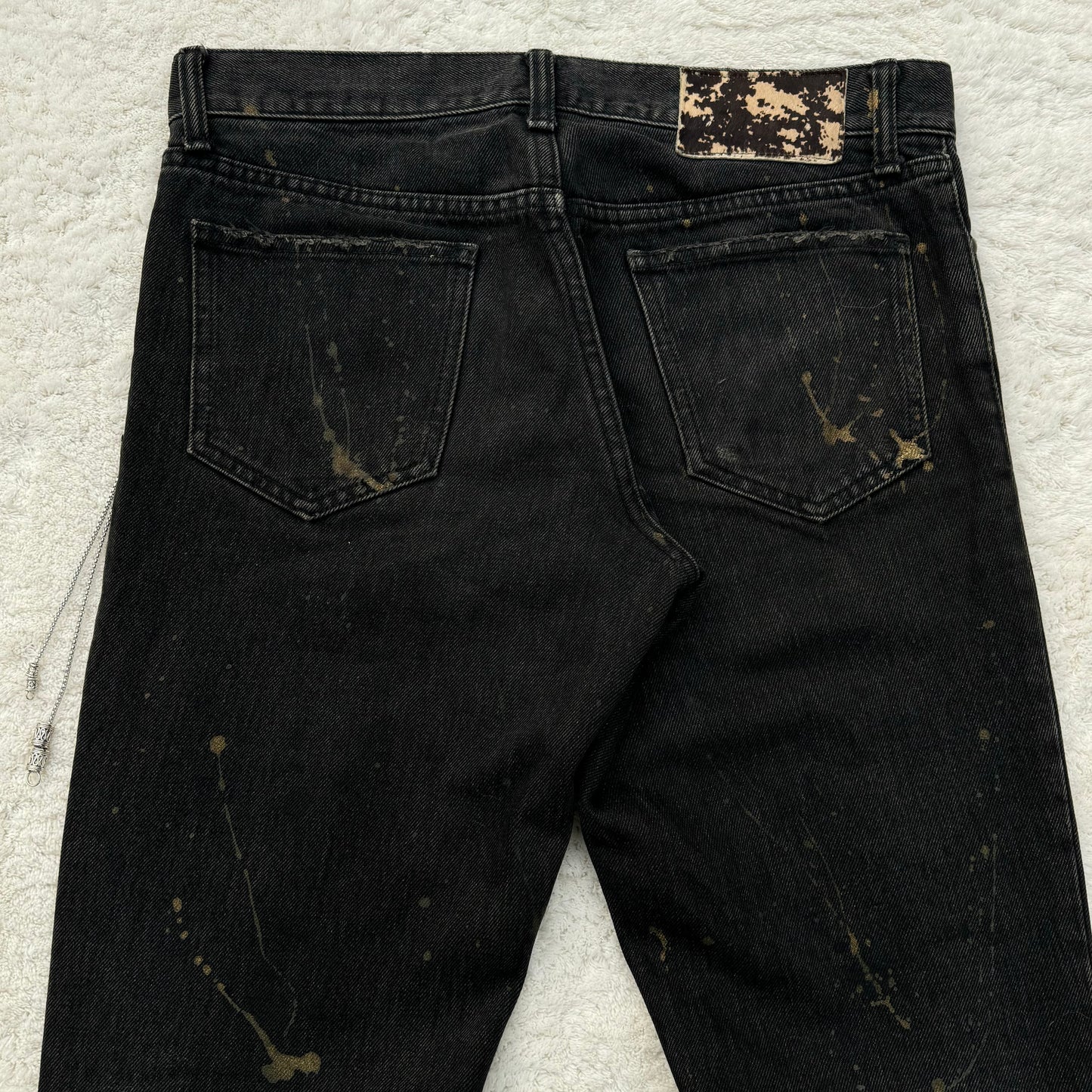 Shellac Pierced Studded Distressed Chain Bootcut Jeans