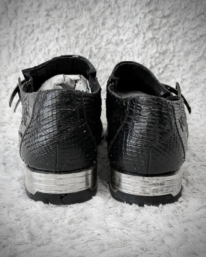 New Rock Python Textured Steel Heel Leather Boots