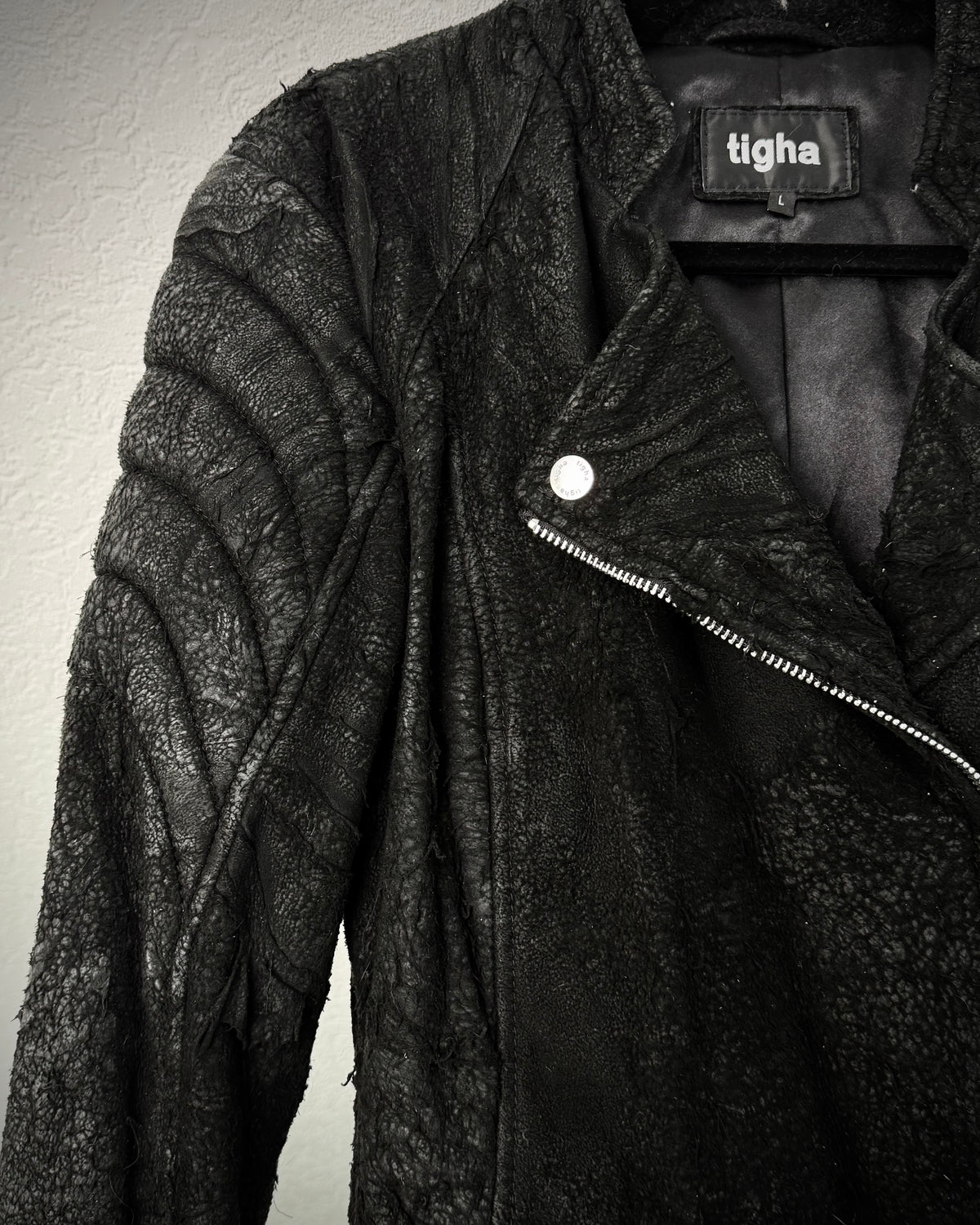 Tigha Blistered Sheepskin Leather Jacket