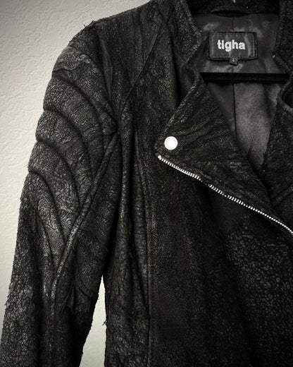 Tigha Blistered Sheepskin Leather Jacket