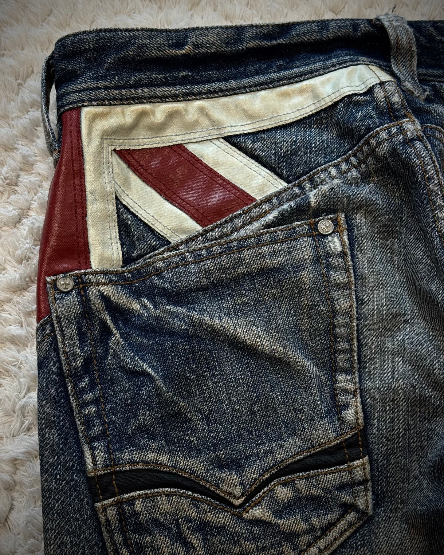 Nicole Club Leather UK Flag Whiskered Denim