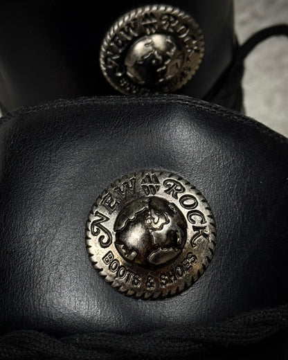 New Rock Laced Steel Heel Leather Boots