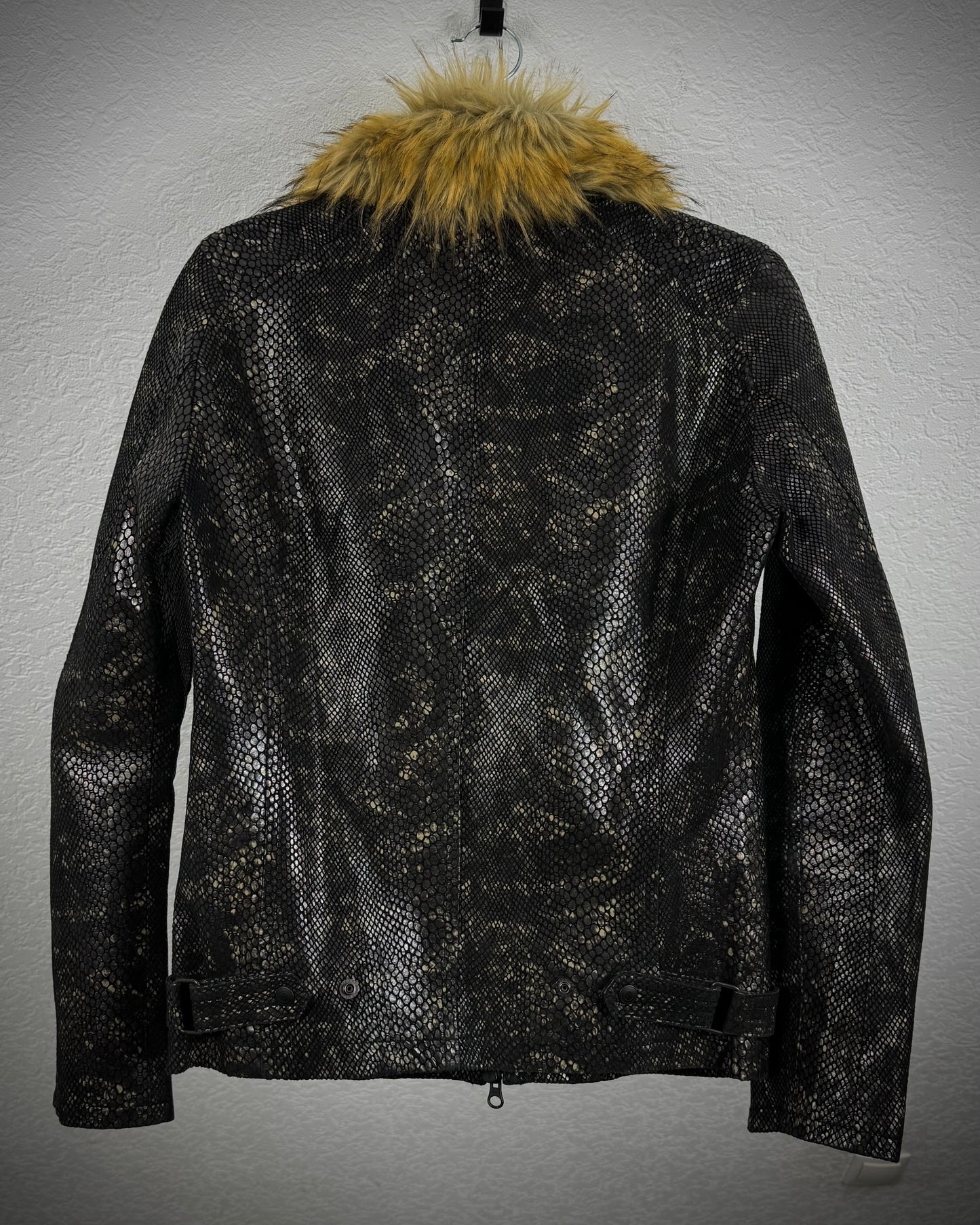 Tornado Mart Raccoon Fur Python Shimmer Jacket