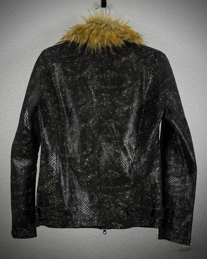 Tornado Mart Raccoon Fur Python Shimmer Jacket