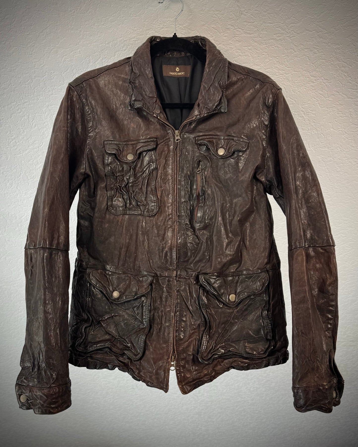 Undercurrent Rust Dyed Quilted Leather Jacket