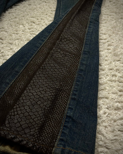 Morgan Homme Python Shimmer Mud Washed Flared Jeans