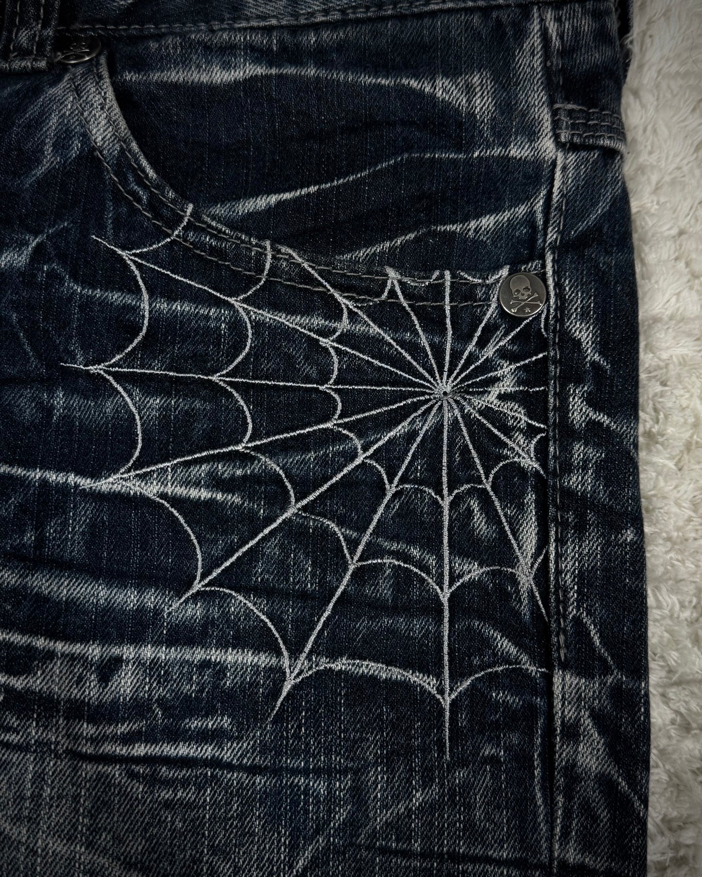 Wild Life Frost Washed Spider Web Bootcut Jeans