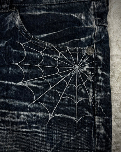 Wild Life Frost Washed Spider Web Bootcut Jeans