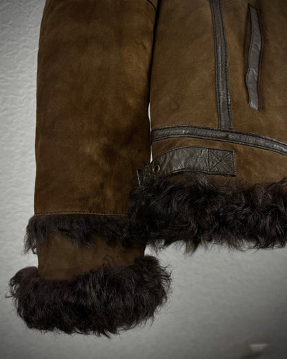 Lamb Fur Lined Vintage Leather Jacket