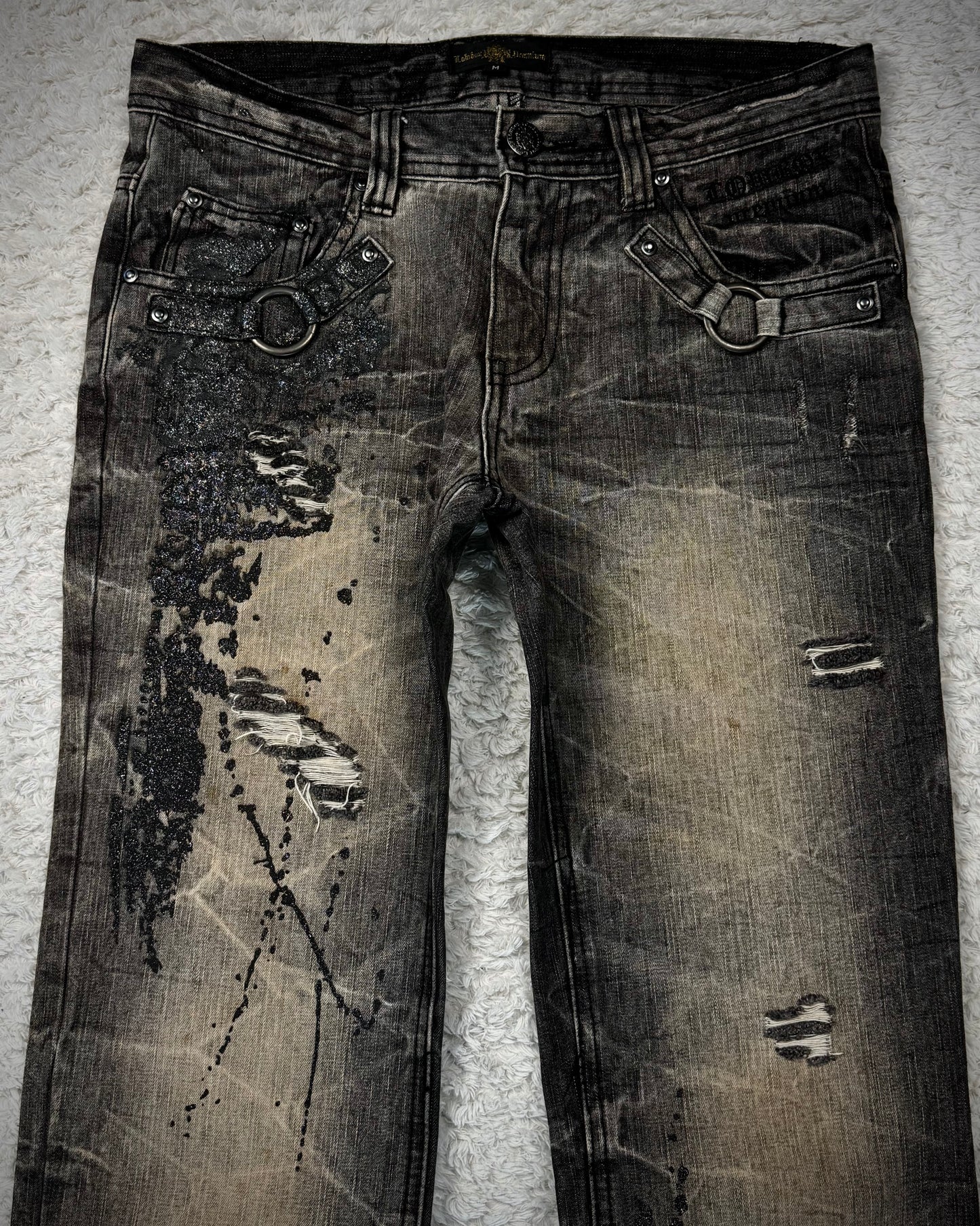 Lowbox Luster Splatter Mud Washed Bootcut Jeans