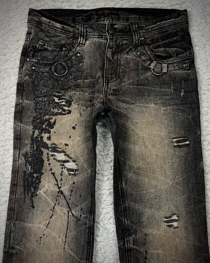Lowbox Luster Splatter Mud Washed Bootcut Jeans