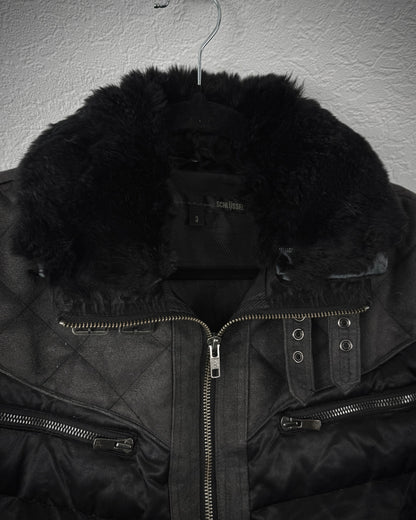 Schlüssel Rabbit Fur Lace Up Transformable Puffer Jacket