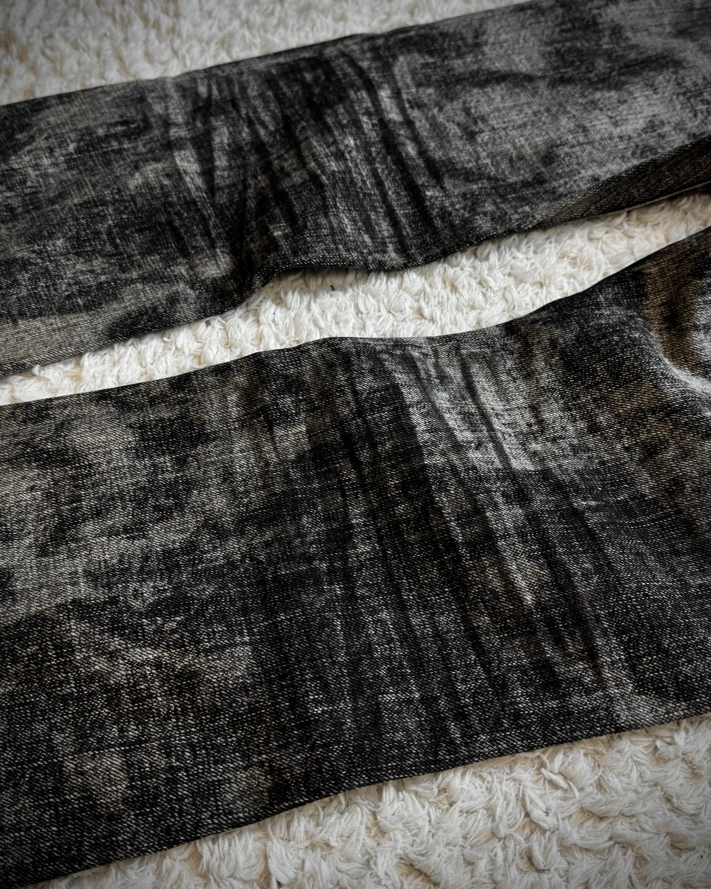 CavariA Ash Clawmarks Washed Studded Flared Jeans