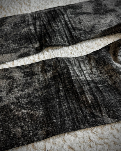 CavariA Ash Clawmarks Washed Studded Flared Jeans