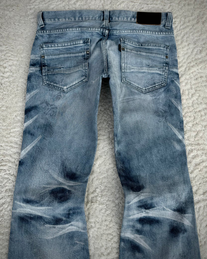 Tornado Mart Claw Marks Ocean Washed Rose Flared Jeans