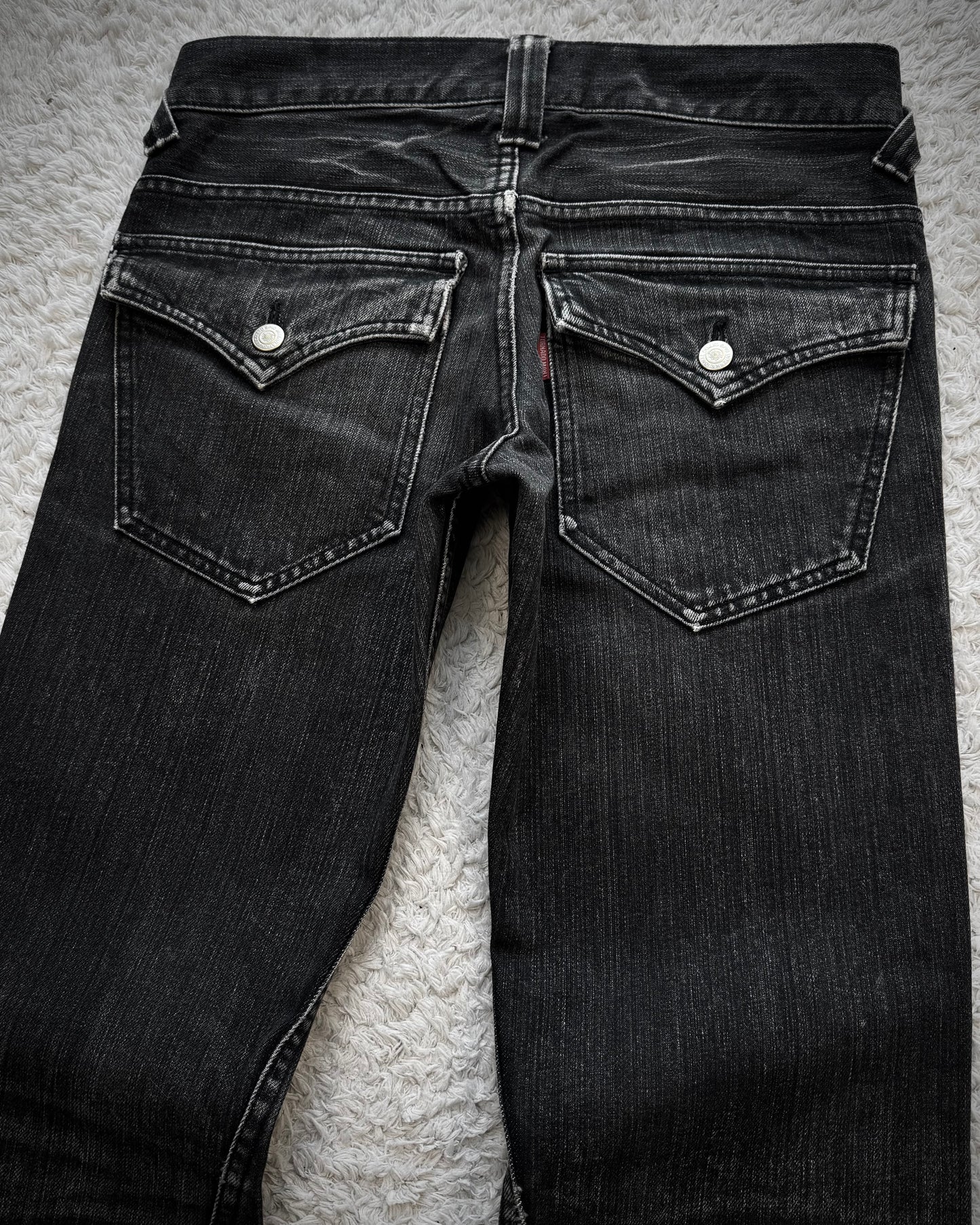 Tornado Mart Flap Pocket Whiskered Spiral Flared Jeans