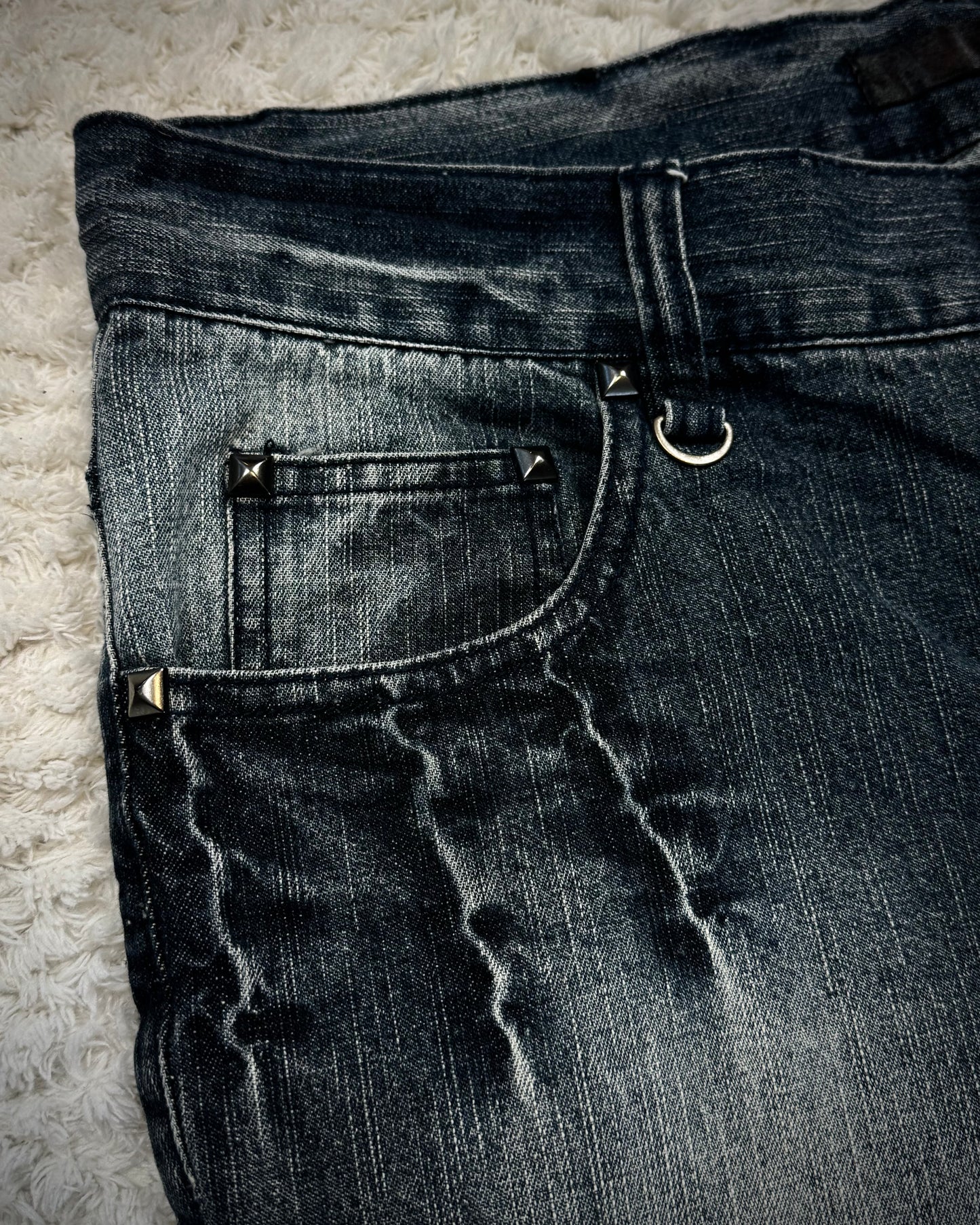 Black Baccara Zippered Bondage Flared Jeans