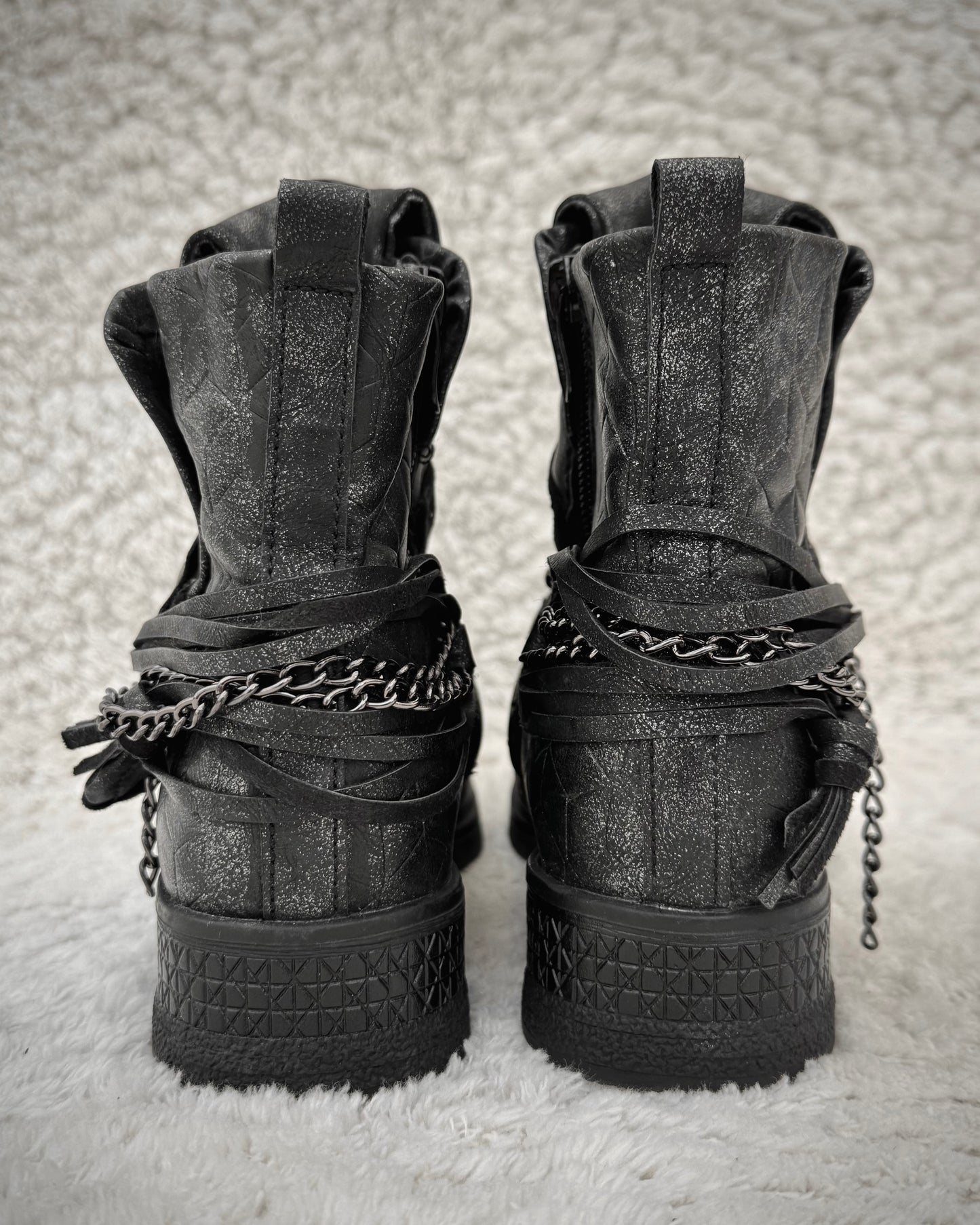 Forever Folie Studded Layered Chain Boots