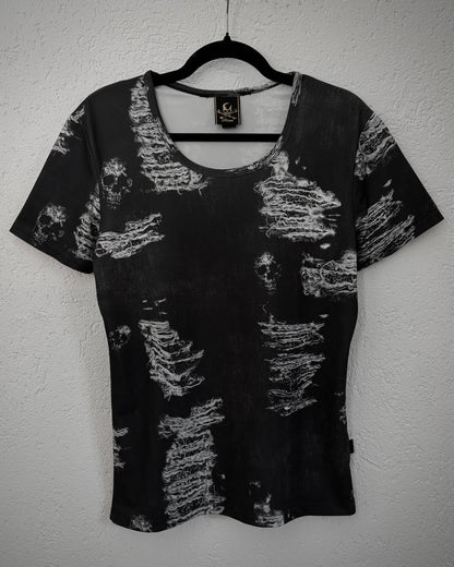 Roen Skulls & Leopard Pattern T-Shirt