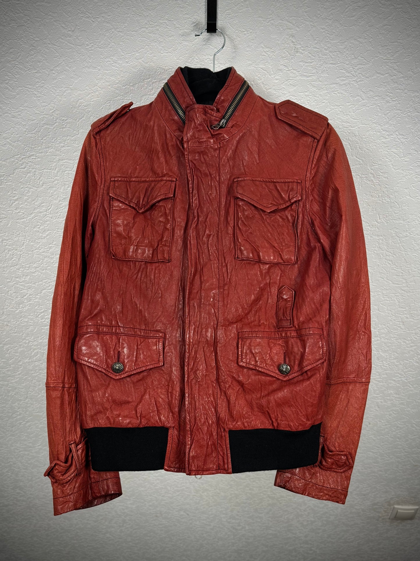291295=HOMME Crimson Le Fleur Hardware Leather Jacket