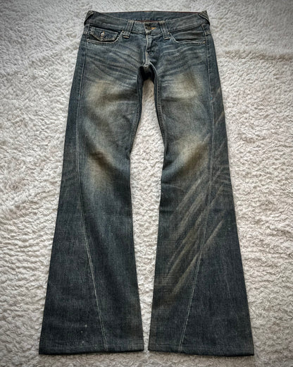 Tornado Mart Mud Whisker Washed Spiral Flared Jeans