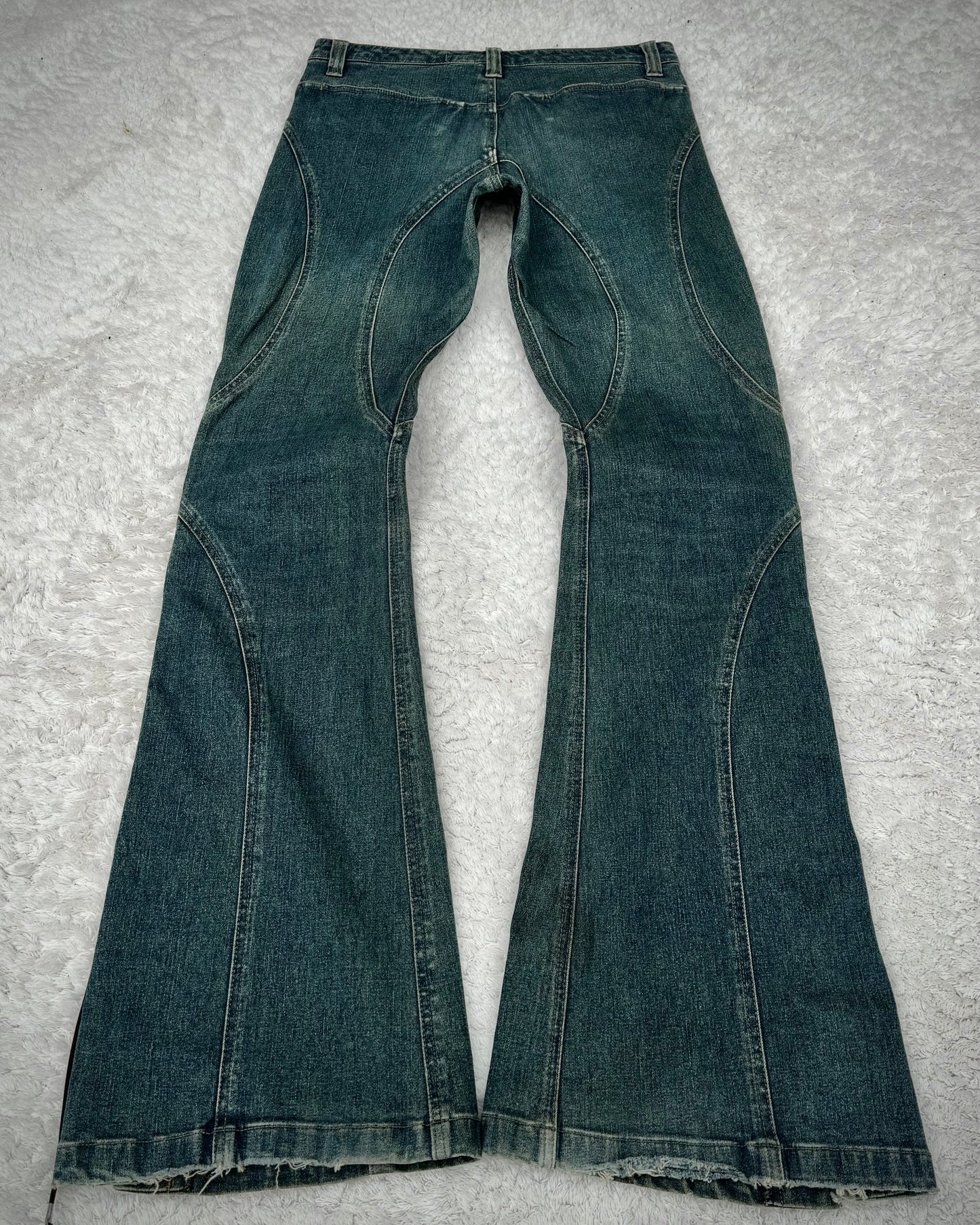 Tornado Mart Mud Washed Dynamic Cut Lace Up Flared Jeans