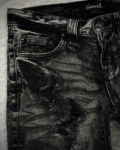 CavariA Ash Clawmarks Washed Flared Jeans