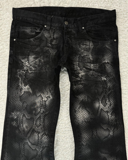 Tornado Mart Python Pattern Flared Jeans