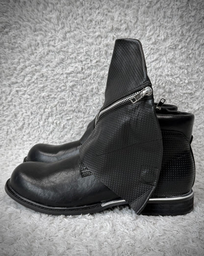 Grained Flap Over Leather Boots