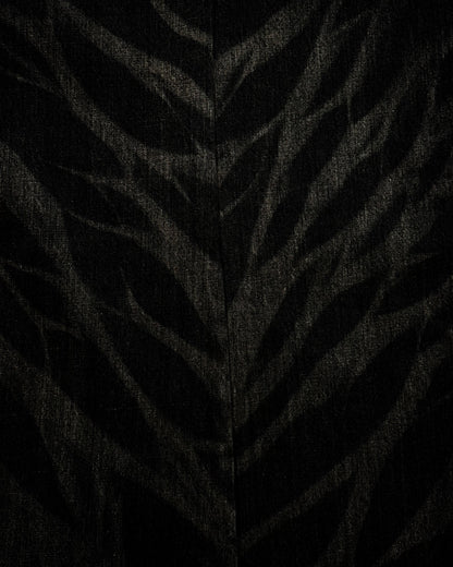 Philodox Fringed Zebra Washed Flared Jeans