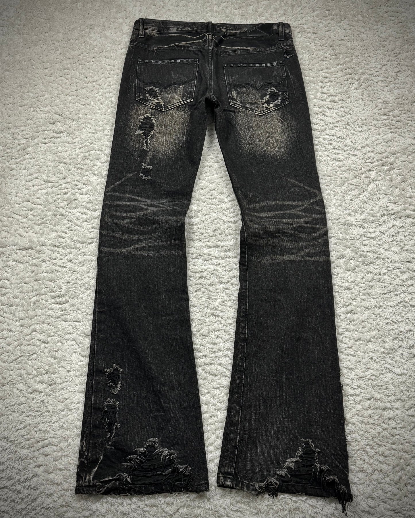 Fuga Skull Embossed Whisker Washed Bootcut Jeans