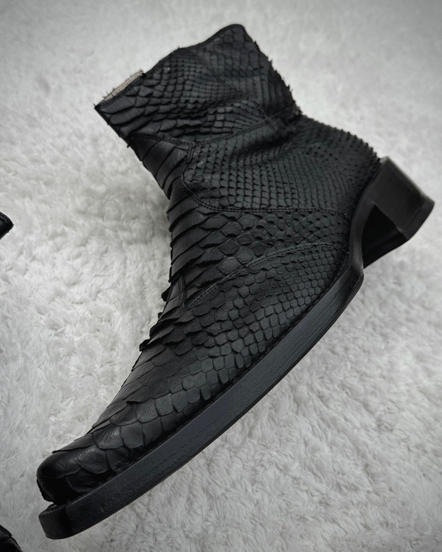Rewind Pointed Python Leather Boots