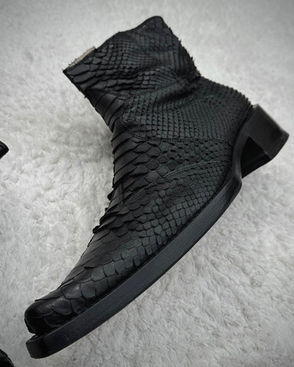 Rewind Pointed Python Leather Boots