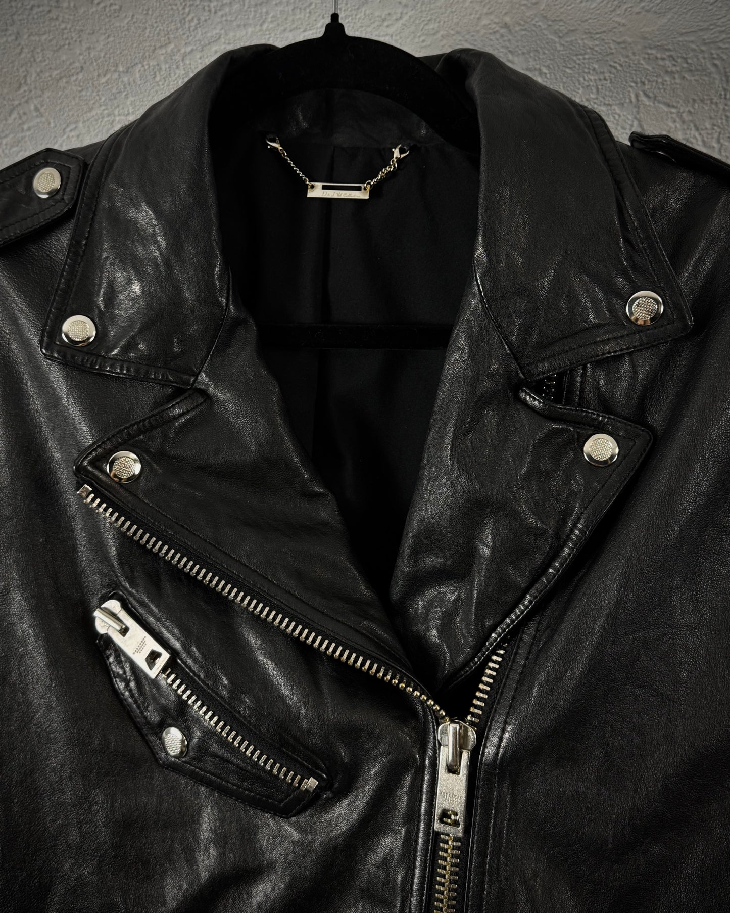 D&J Collection Leather Biker Jacket