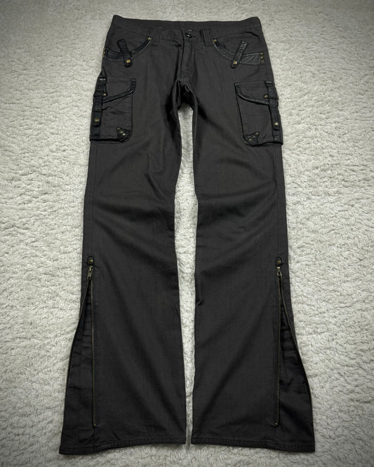 Semantic Design Studded Leather Detailed Flared Cargo Pants