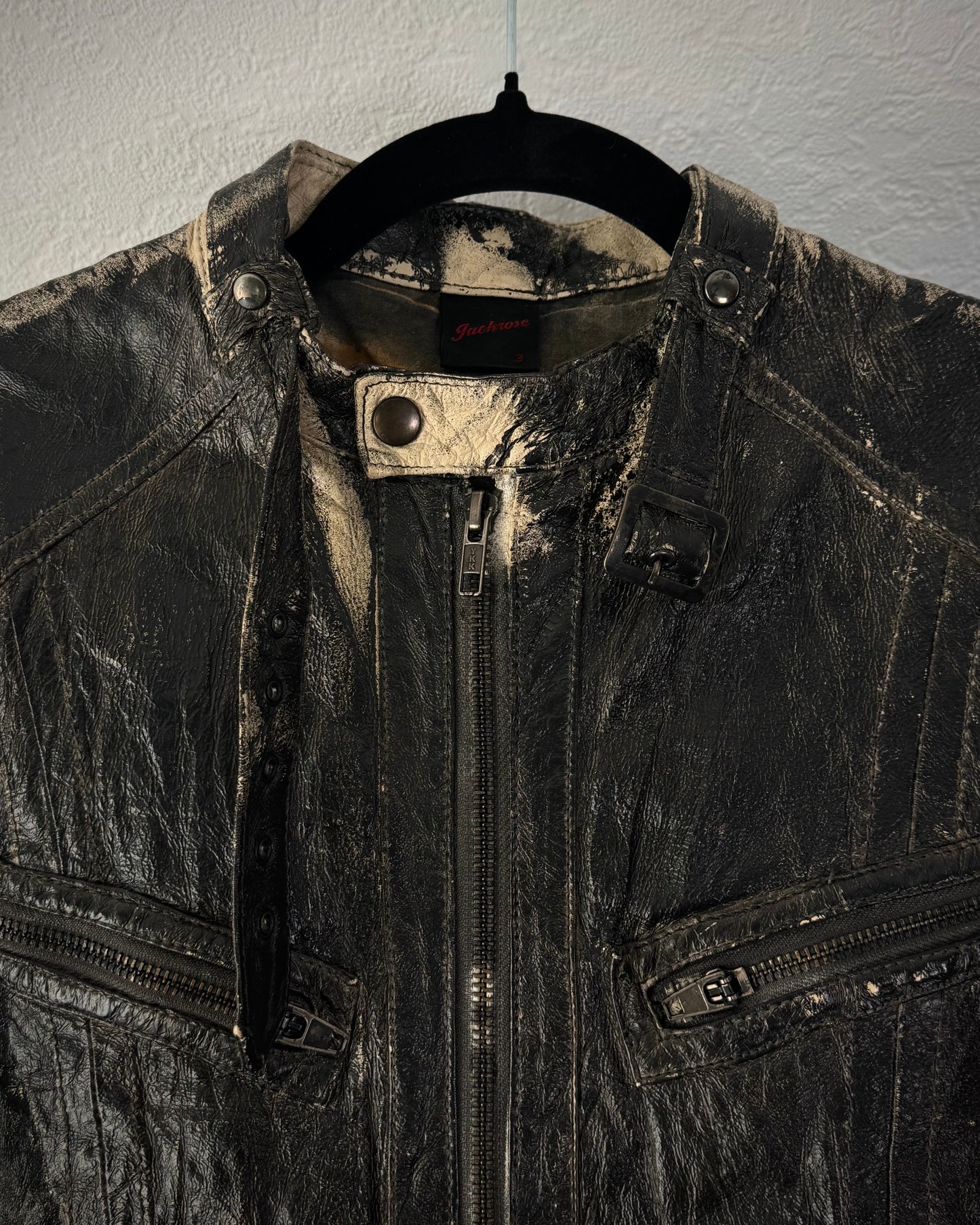 Jack Rose Smear Fade Textured Leather Jacket