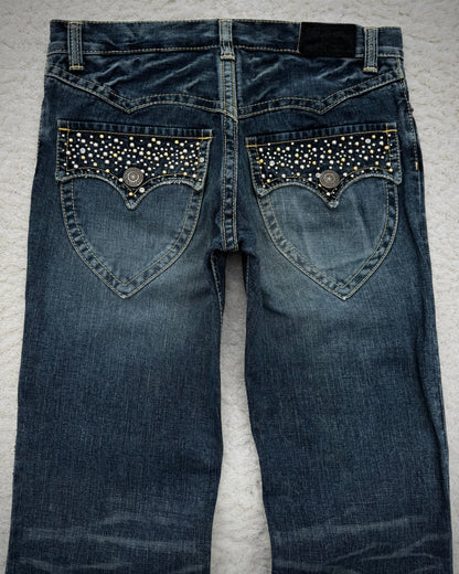 Irish Western Studded Repaired Distressing Jeans