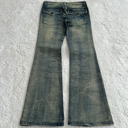 Agate Pierced Mud Wash Flared Jeans