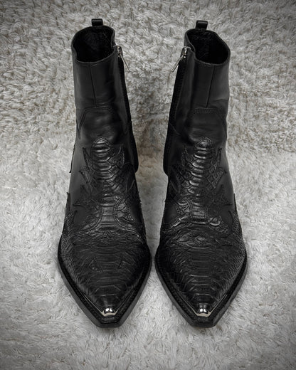 Ash Python Leather Metallic Pointed Boots