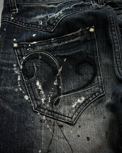 Lagust Silver Splatter Python Repaired Bootcut Denim