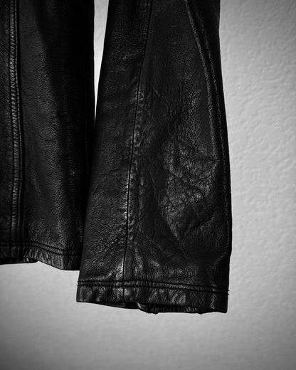 Fuga High Neck Textured Leather Jacket